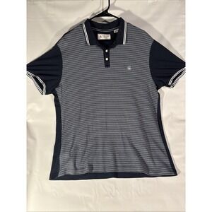 Original Penguin Men's XL Shirt Jacquard Johnny Collar Polo Blue/White Soft Fit